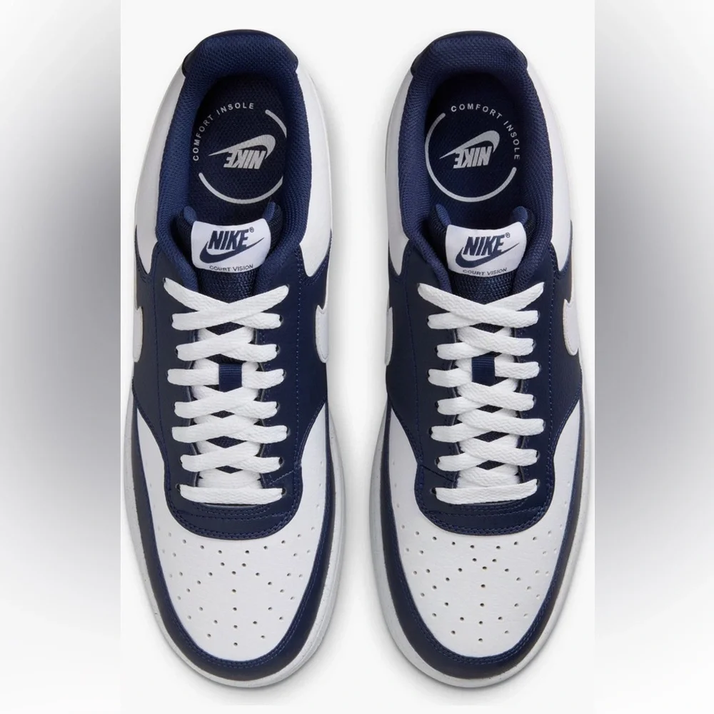 Nike Court Vision Low Men Sneakers, Midnight Navy Blue White, Size 14M - Picture 4 of 8